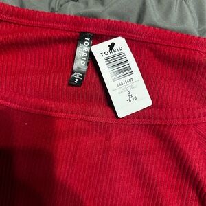 New With Tags - Red Off the Shoulder Sweater - Torrid 2X - Plus Size Top